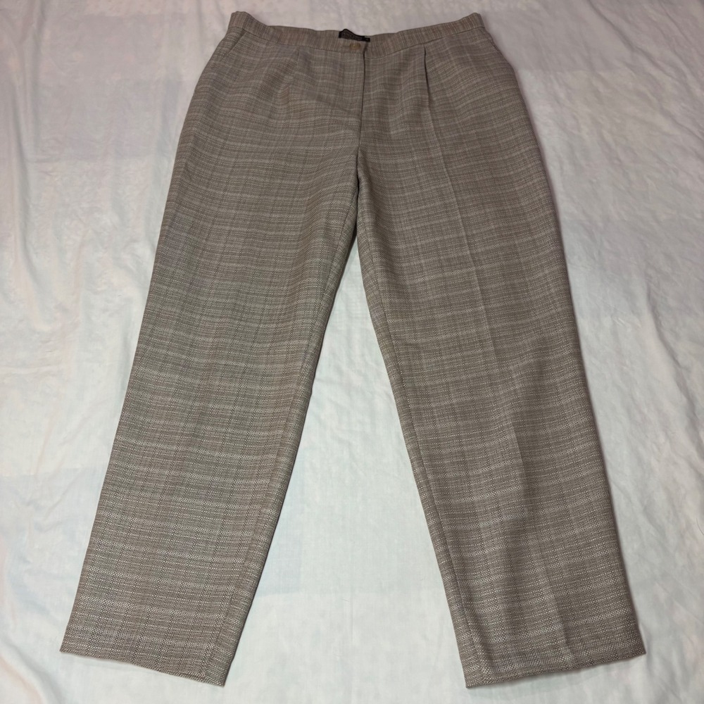 Pendleton Womens Tan Textured Wool Blend Pleated High Rise Straight Leg Pants 12